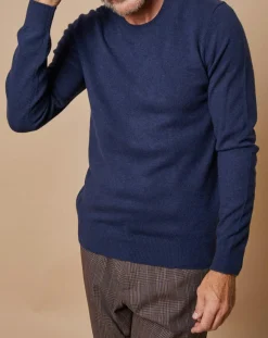 Hot Oscar et Louise Pull 100% Cachemire Lucas col rond bleu marine