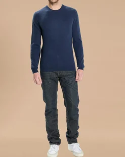 Hot Oscar et Louise Pull 100% Cachemire Lucas col rond bleu marine