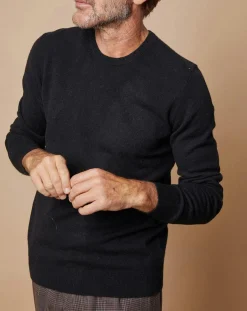 Homme Oscar et Louise Pull 100% Cachemire Lucas col rond noir