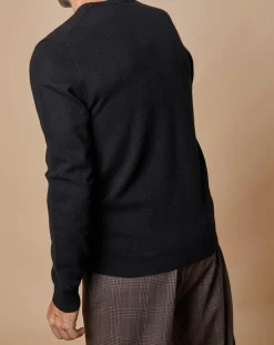 Homme Oscar et Louise Pull 100% Cachemire Lucas col rond noir