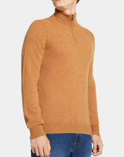 Best Galeries Lafayette Pull 100% Cachemire Machcam col zippé camel