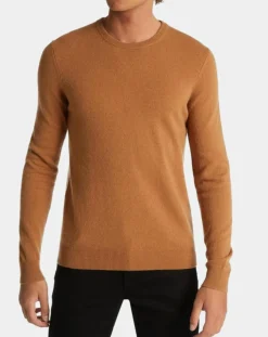 Homme Galeries Lafayette Pull 100% Cachemire Machron col rond camel