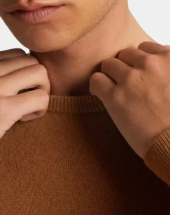 Homme Galeries Lafayette Pull 100% Cachemire Machron col rond camel