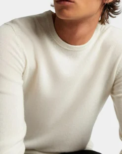 New Galeries Lafayette Pull 100% Cachemire Machron col rond écru