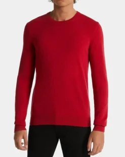 Homme Galeries Lafayette Pull 100% Cachemire Machron col rond rouge