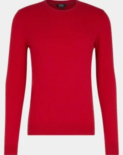 Homme Galeries Lafayette Pull 100% Cachemire Machron col rond rouge
