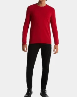 Homme Galeries Lafayette Pull 100% Cachemire Machron col rond rouge