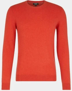 Homme Galeries Lafayette Pull 100% Cachemire Machron col rond orange