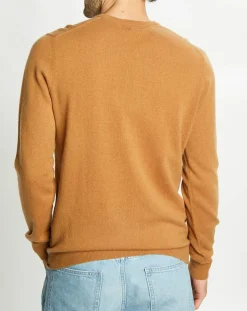 Homme Galeries Lafayette Pull 100% Cachemire Machve col V caramel