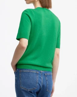 Clearance Galeries Lafayette Pull 100% Cachemire manches courtes Difi vert emeraude