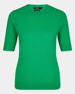 Clearance Galeries Lafayette Pull 100% Cachemire manches courtes Difi vert emeraude