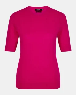 Online Galeries Lafayette Pull 100% Cachemire manches courtes Difi rose fushia