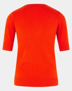 Femme Galeries Lafayette Pull 100% Cachemire manches courtes Difi orange