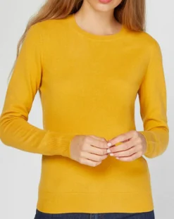 Online Galeries Lafayette Pull 100% Cachemire Nabri col rond jaune