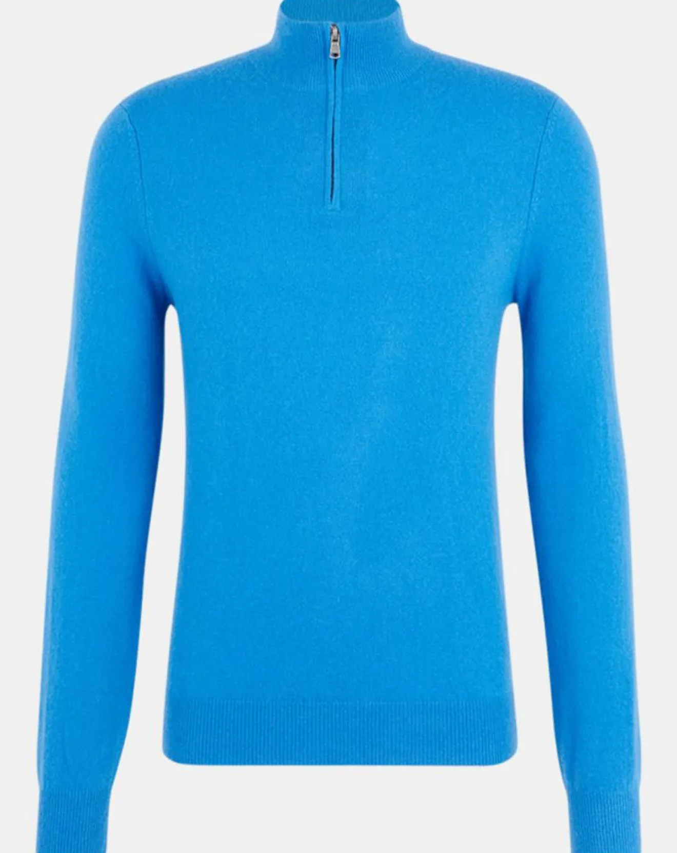 New Galeries Lafayette Pull 100% Cachemire Nachcam col zippé bleu