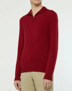 Homme Galeries Lafayette Pull 100% Cachemire Nachcam col zippé bordeaux