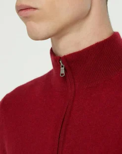 Homme Galeries Lafayette Pull 100% Cachemire Nachcam col zippé bordeaux