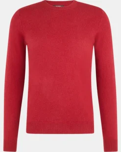 Galeries Lafayette Pull 100% Cachemire Nachron col rond rouge