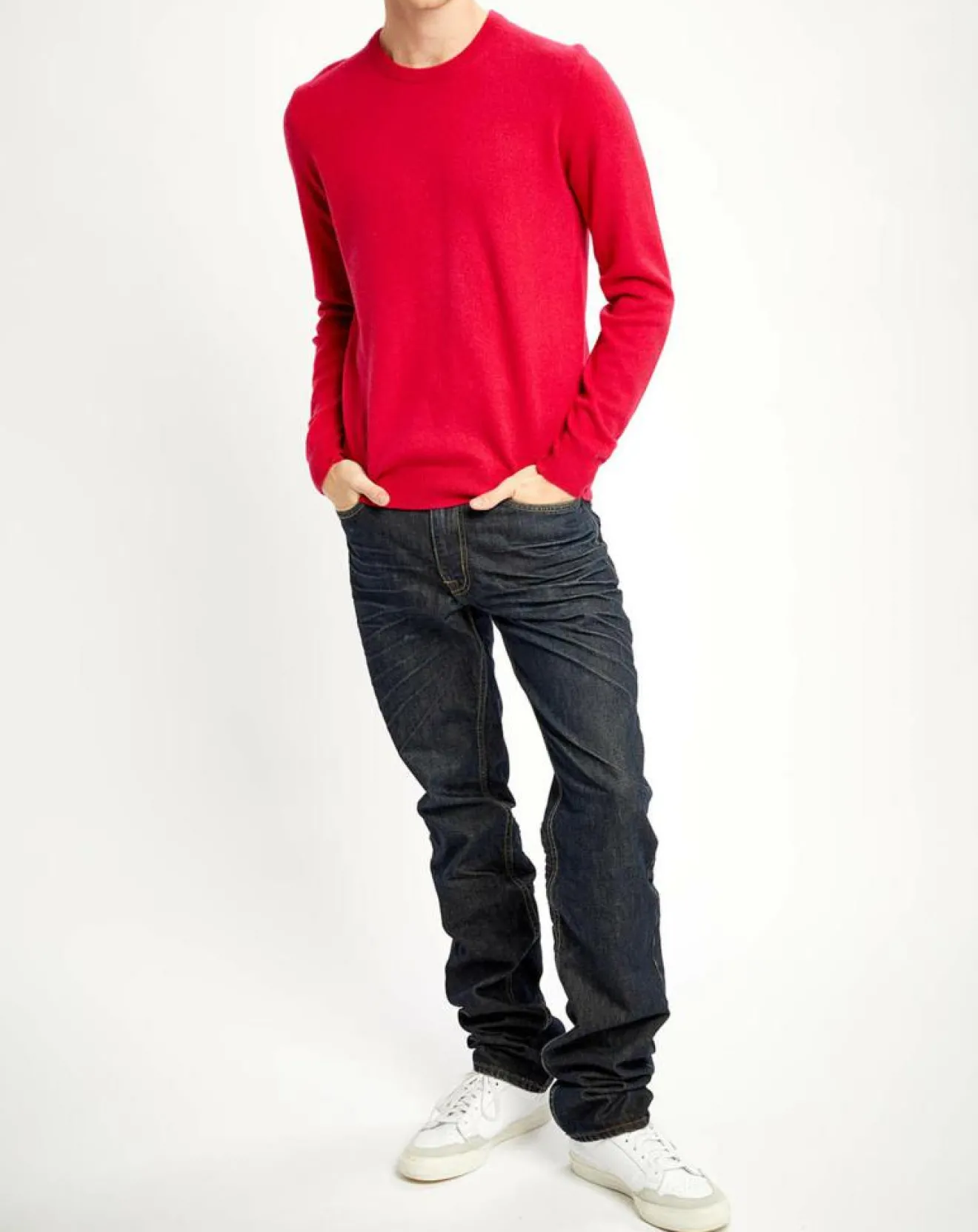 Clearance Galeries Lafayette Pull 100% Cachemire Nachron col ras du cou rouge clair