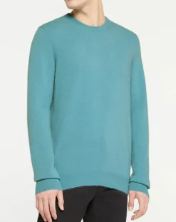 Outlet Galeries Lafayette Pull 100% Cachemire Nachron col ras du cou bleu