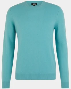 Outlet Galeries Lafayette Pull 100% Cachemire Nachron col ras du cou bleu