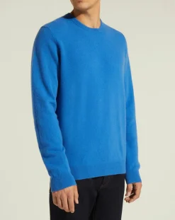 Best Galeries Lafayette Pull 100% Cachemire Nachron col rond bleu