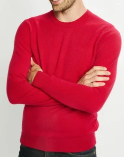 Homme Galeries Lafayette Pull 100% Cachemire Nachron col ras du cou rose foncé