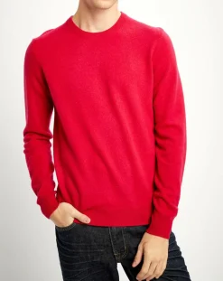 Homme Galeries Lafayette Pull 100% Cachemire Nachron col ras du cou rose foncé