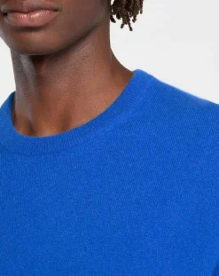 Homme Galeries Lafayette Pull 100% Cachemire Nachron col ras du cou bleu électrique