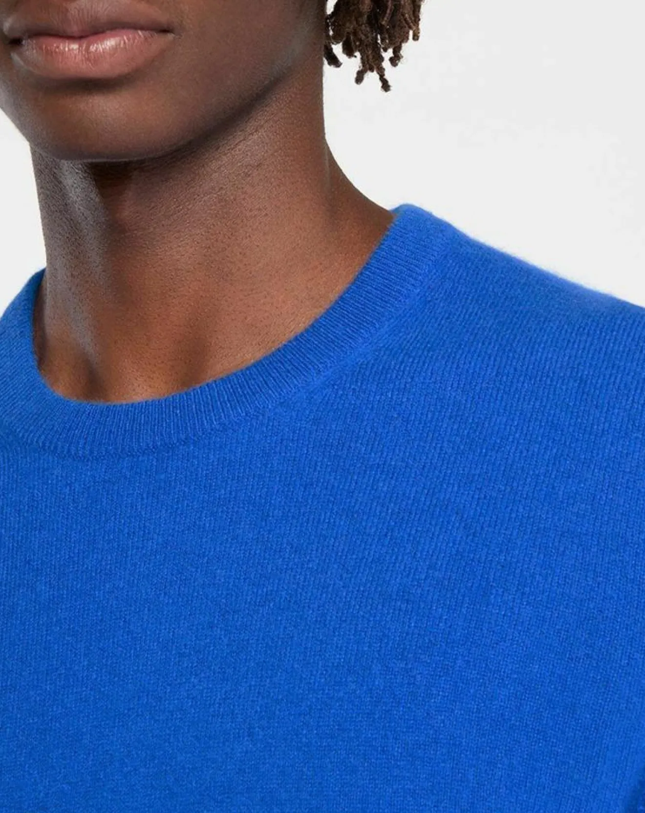 Homme Galeries Lafayette Pull 100% Cachemire Nachron col ras du cou bleu électrique