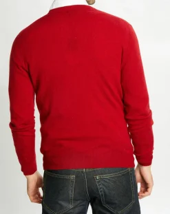 Homme Galeries Lafayette Pull 100% Cachemire Nachve col V rose foncé