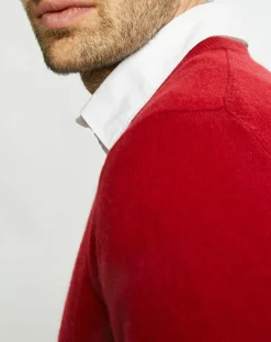 Homme Galeries Lafayette Pull 100% Cachemire Nachve col V rose foncé