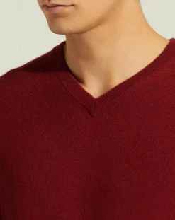 Best Galeries Lafayette Pull 100% Cachemire Nachve col V bordeaux