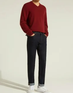 Best Galeries Lafayette Pull 100% Cachemire Nachve col V bordeaux