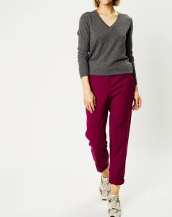 Best Galeries Lafayette Pull 100% Cachemire Nocon col V gris foncé