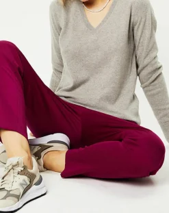 Femme Galeries Lafayette Pull 100% Cachemire Nocon col V gris clair