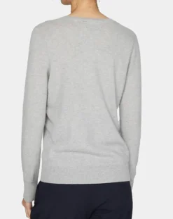 Femme Galeries Lafayette Pull 100% Cachemire Nocon col V gris clair