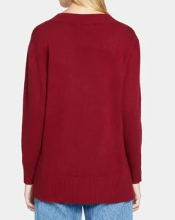 Sale Galeries Lafayette Pull 100% Cachemire Zoé col V profond rouge foncé