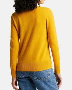 Outlet Galeries Lafayette Pull 100% Cachemire Zocon col V jaune