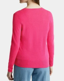Clearance Galeries Lafayette Pull 100% Cachemire Zocon col V rose