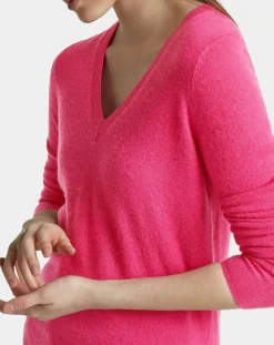 Clearance Galeries Lafayette Pull 100% Cachemire Zocon col V rose