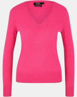 Clearance Galeries Lafayette Pull 100% Cachemire Zocon col V rose