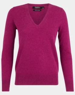 Femme Galeries Lafayette Pull 100% Cachemire Zocon col V violet