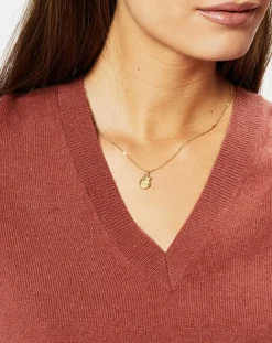 Outlet Galeries Lafayette Pull 100% Cachemire Zocon col V bois de rose