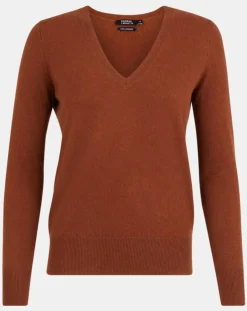 Best Galeries Lafayette Pull 100% Cachemire Zocon col V marron