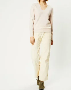 Discount Galeries Lafayette Pull 100% Cachemire Zocon col V beige rosé