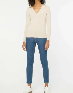 Discount Galeries Lafayette Pull 100% Cachemire Zocon col V beige rosé