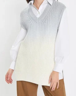 Femme Marc O'Polo Pull 100% Coton Bio Tie & Dye bleu/blanc