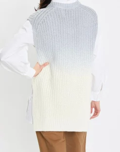 Femme Marc O'Polo Pull 100% Coton Bio Tie & Dye bleu/blanc