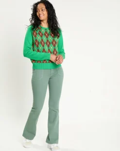 Manoush Pull 100% Laine Burlington vert
